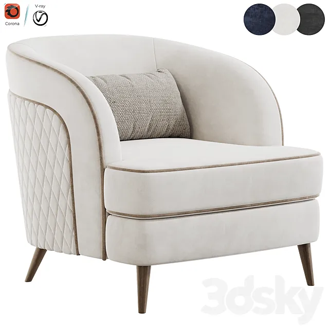 FH 7272 Boston Arm Chairs Pair 3ds Max