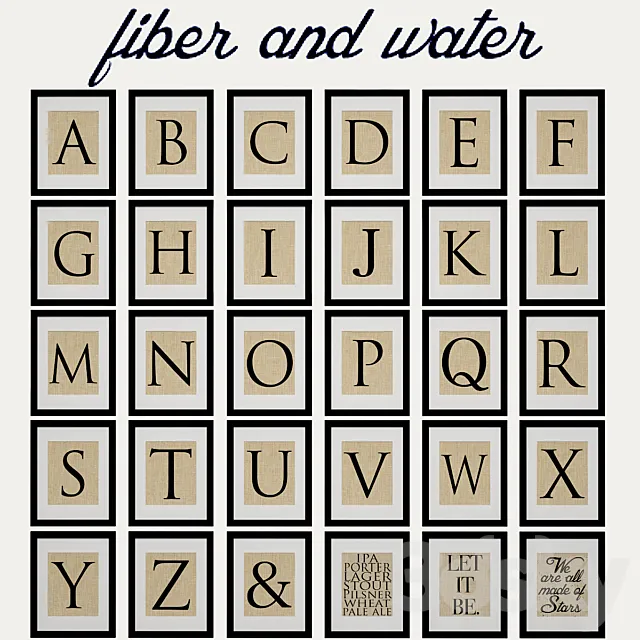 Fiber and Water – Signs Typography and Symbols 3DS Max Model