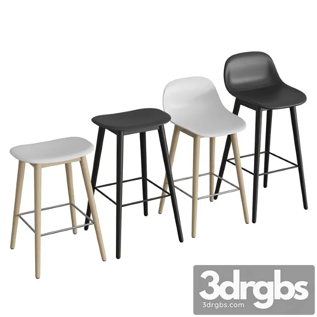 Fiber bar stool wood base 2 3dsmax Download
