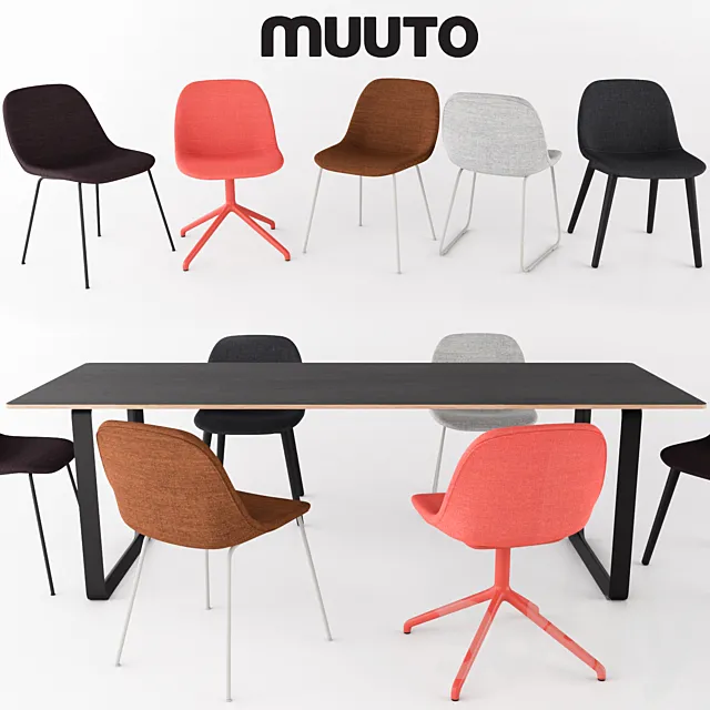 FIBER SIDE CHAIR + 70_70 Table by MUUTO 3DS Max Model