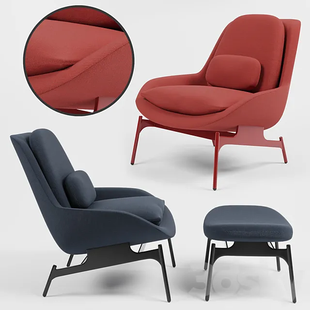 Field Lounge Chair and Field Ottoman 3ds Max