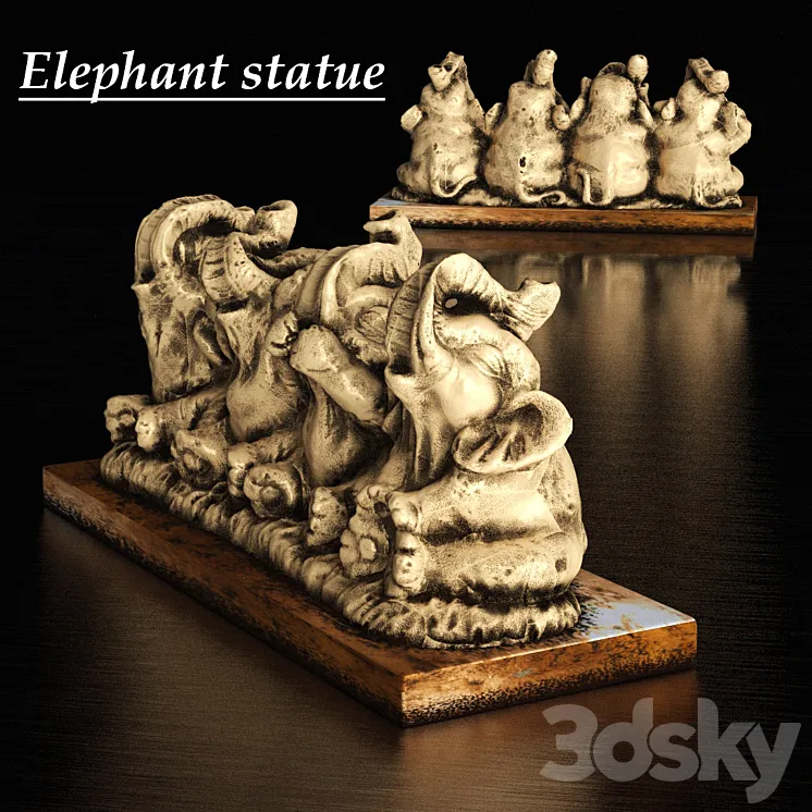 Figurine elephants 3DS Max