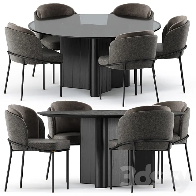 FIL NOIR chair and LOU Dining Table by Minotti 3ds Max
