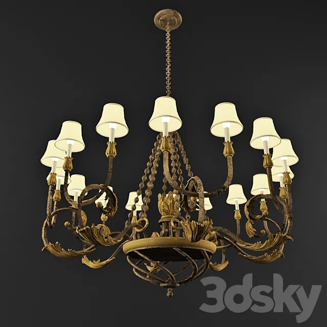 Fine Art Lamps 790440 Acanthus Gold Chandelier 3DSMax File