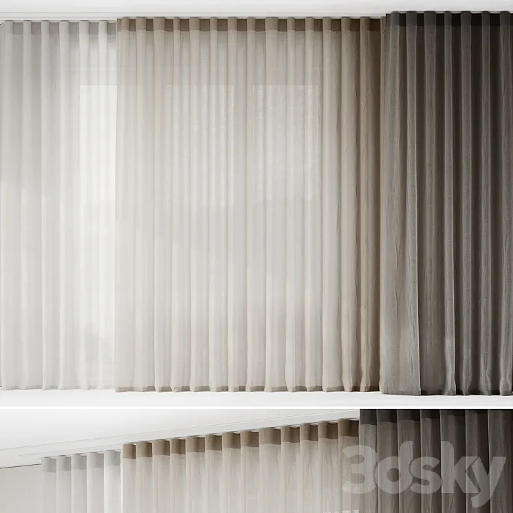 Fine linen curtains on the ceiling cornice 3DS Max