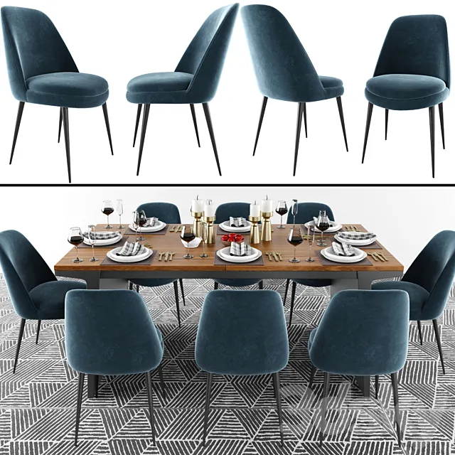 Finley Low-Back Dining Chair Set 3ds Max