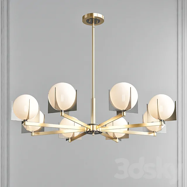 Finn Satin Brass-Brushed Platinum 8 Light Chandelier by Maxim Lighting 3DS Max Model
