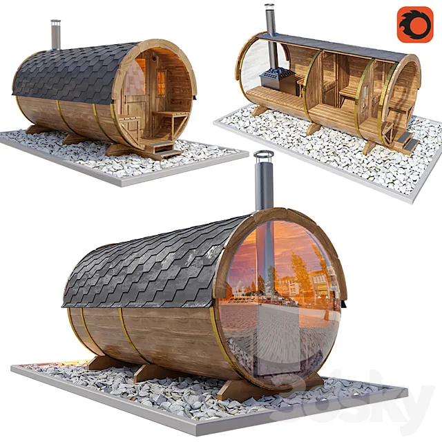 Finnish Outdoor Barrel Sauna 3ds Max