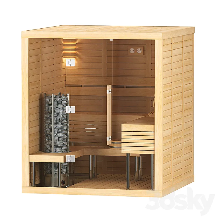 Finnish sauna Sawo Glass Front 3DS Max