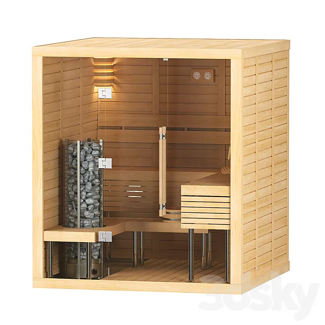 Finnish sauna Sawo Glass Front 3DSMax File