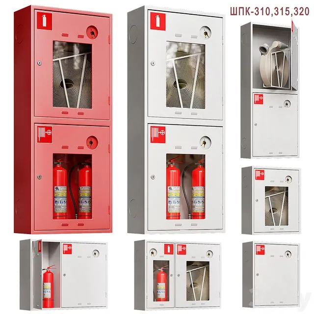 Fire cabinet set (6 types) 3dsMax Model