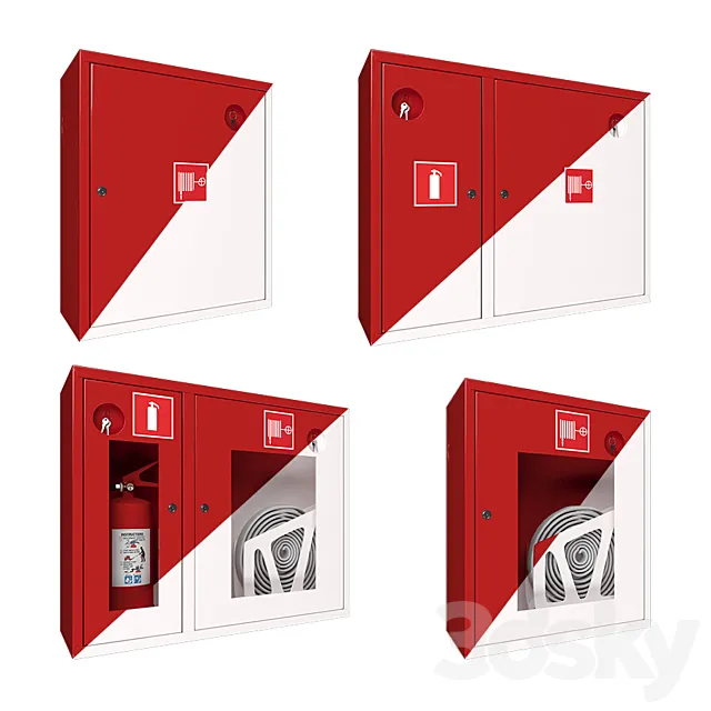 Fire cabinets set 3DS Max Model