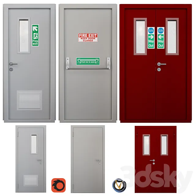 Fire door 2 (3 pcs.) 3ds Max