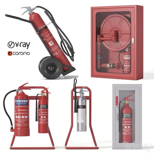 Fire Extinguishers Set 3dsMax Model