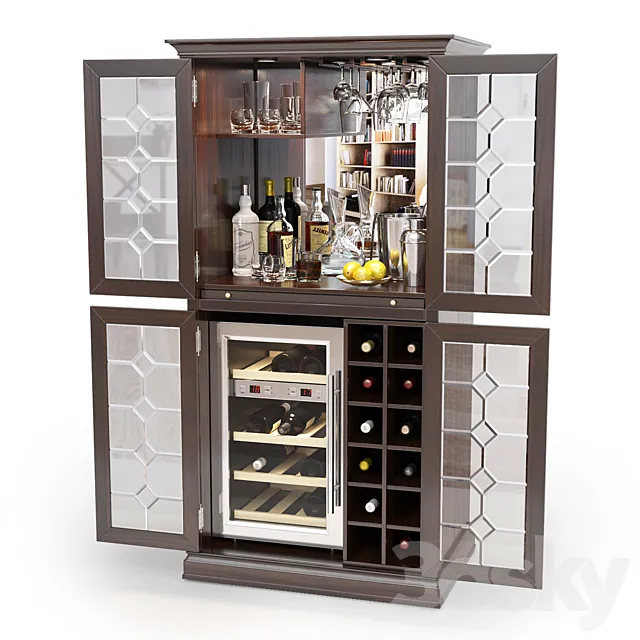 Firenze Wine and Spirits Armoire Bar 3DS Max Model