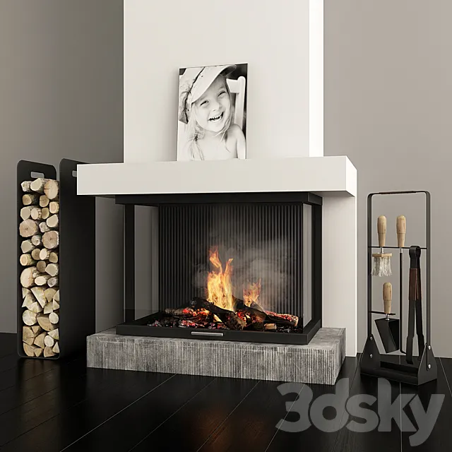 Fireplace and accessories 3DS Max Model