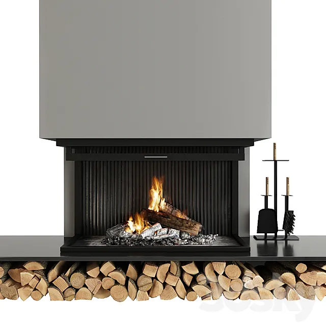 Fireplace and accessories 3DS Max Model