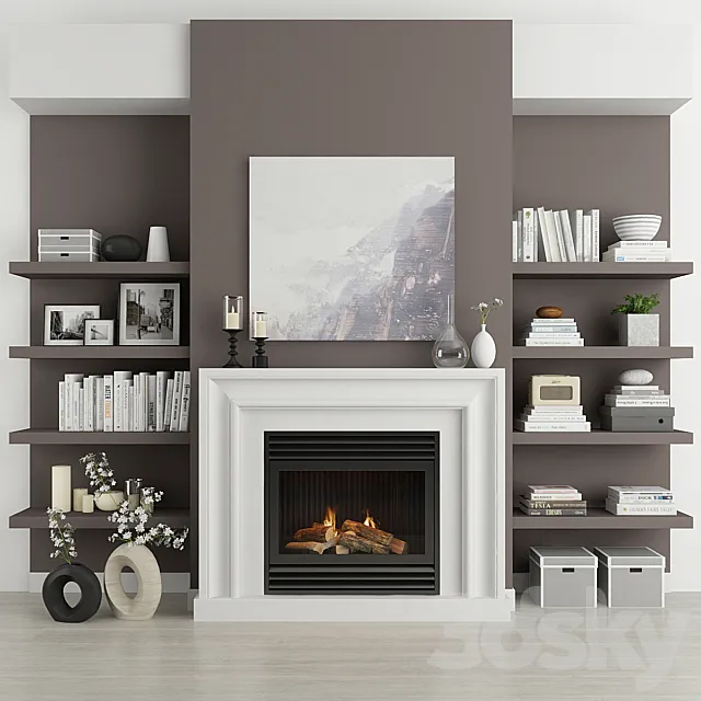 Fireplace and decor 19 3DSMax File