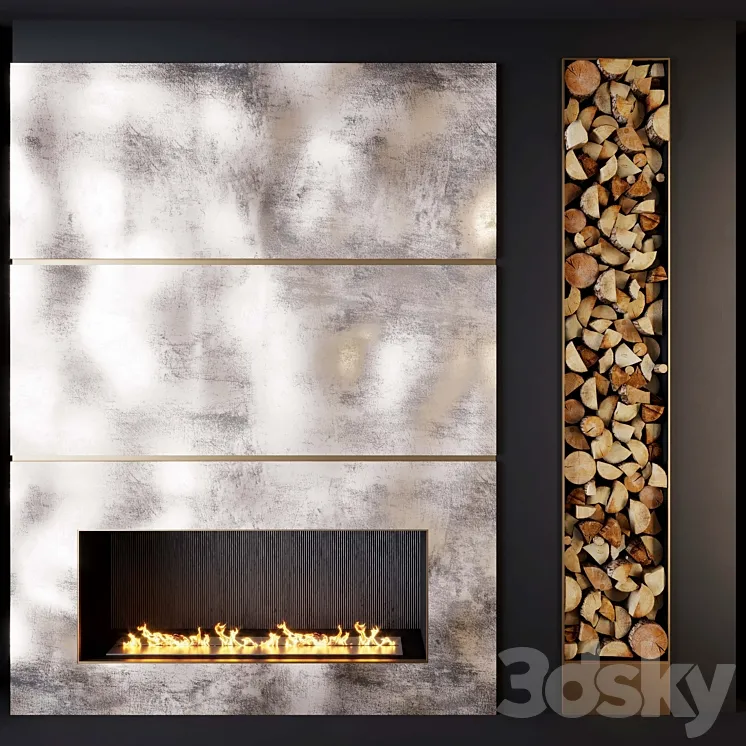 Fireplace and firewood 1 3DS Max