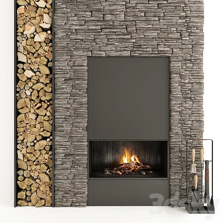 Fireplace and firewood 34 3DS Max