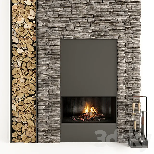 Fireplace and firewood 34 3DSMax File