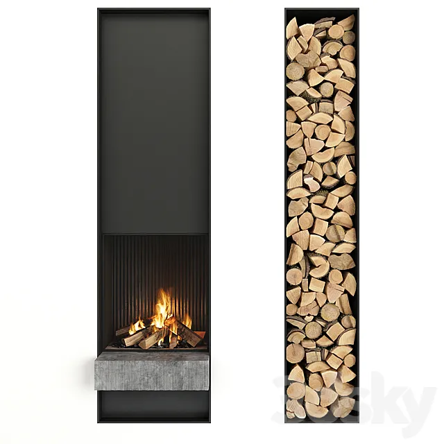 Fireplace and firewood 3DSMax File