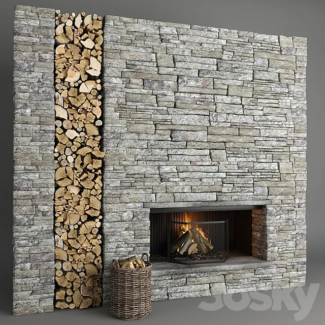 Fireplace and firewood 5 3DSMax File