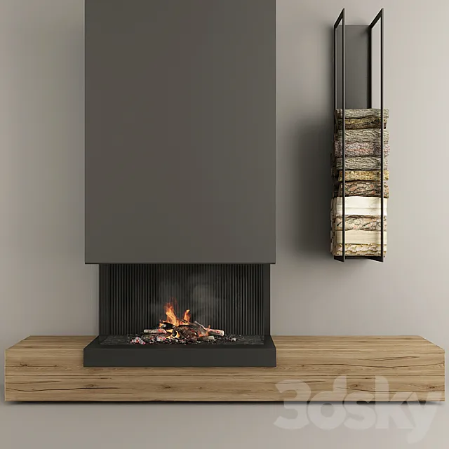 Fireplace and firewood3 3DS Max Model