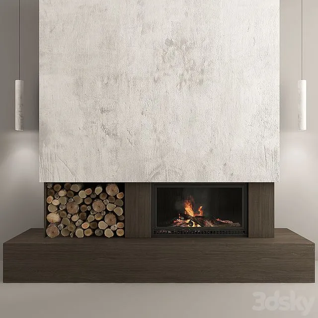 Fireplace and firewood4 3dsMax Model