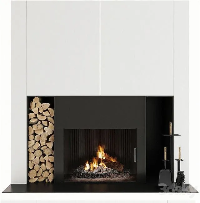 Fireplace black and white 3dsMax Model