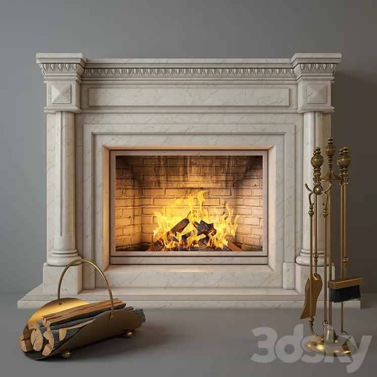 Fireplace Charlotte with accessories. 3DS Max
