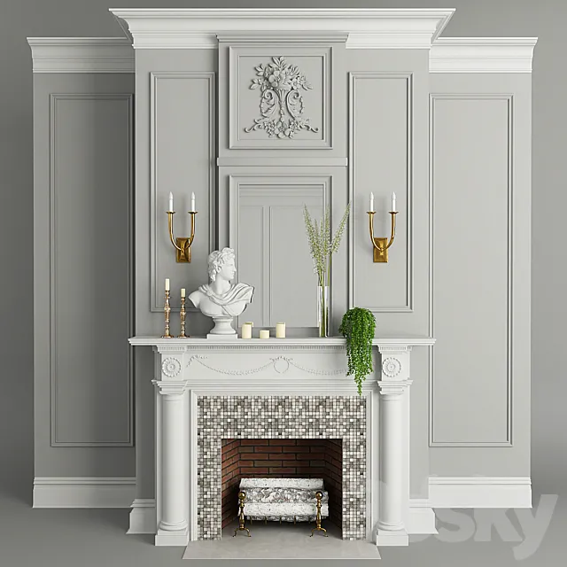 Fireplace decor plants 3DS Max Model