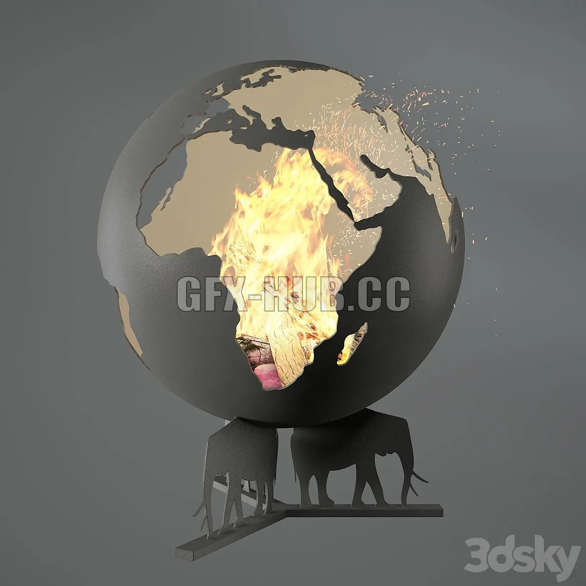 Fireplace Earth 3dsMax Model