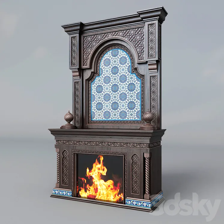 Fireplace in oriental style 3DS Max