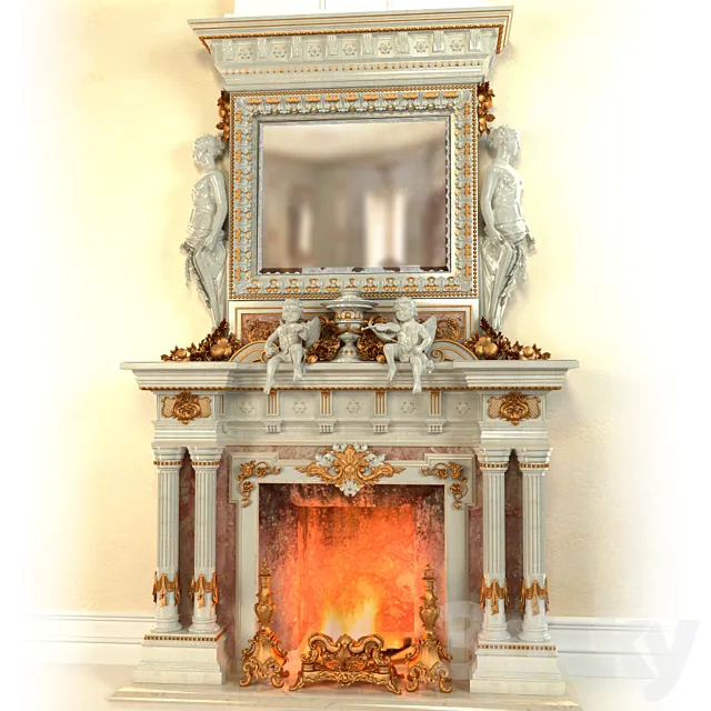 Fireplace in the Baroque style 3dsMax Model