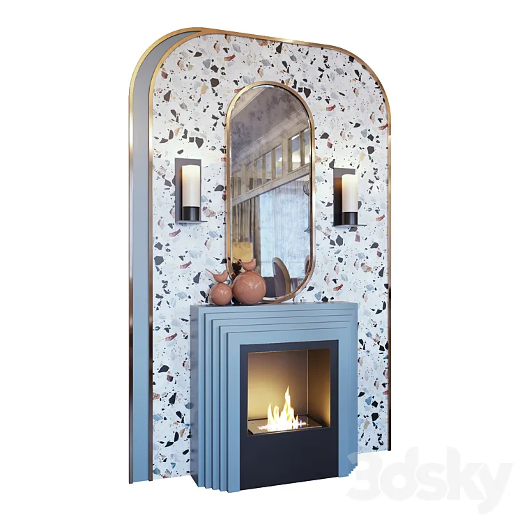 Fireplace sconce decor mirror and murals terrazzo murals (Fireplace sconce mirror and decor memphis 01 YOU) 3DS Max