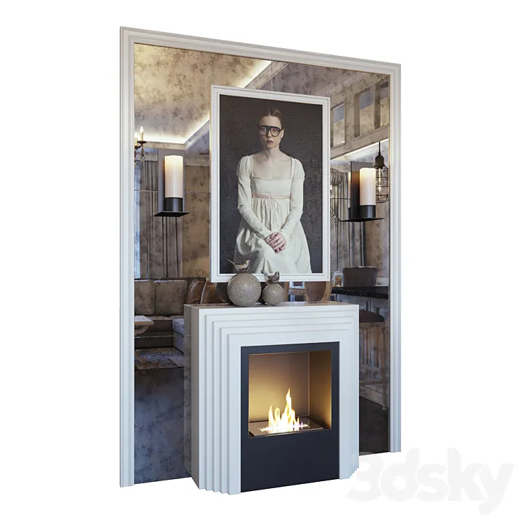 Fireplace sconce picture decor and mirror panel (Fireplace sconce picture and decor YOU) 3DS Max