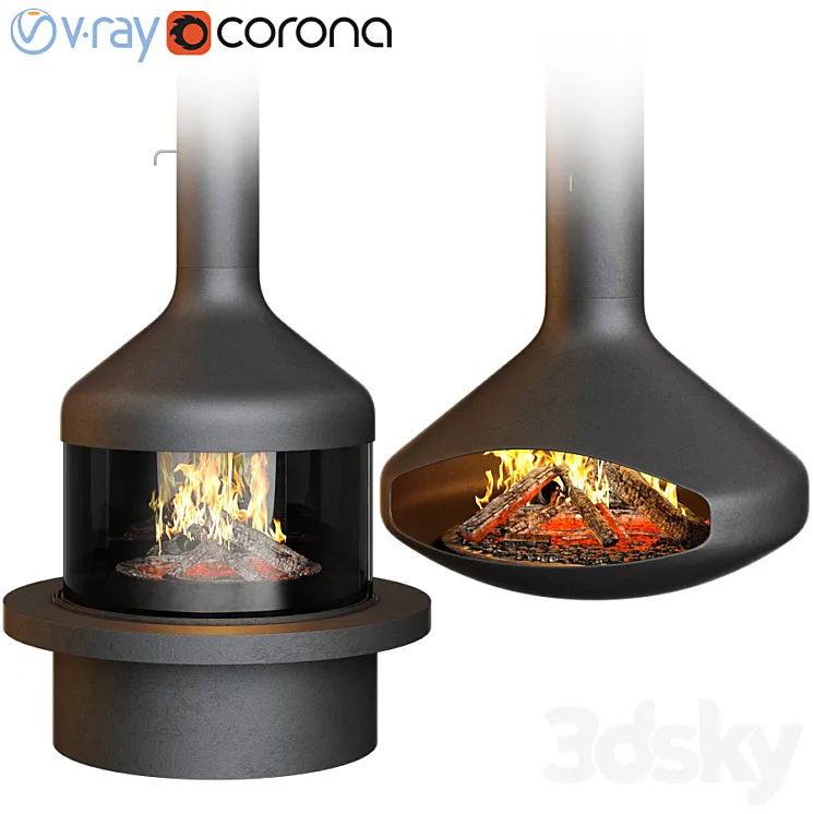 Fireplace set Focus Creation 1 (4 options) 3DS Max
