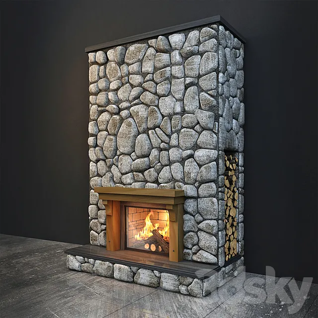 Fireplace stone 3DS Max Model