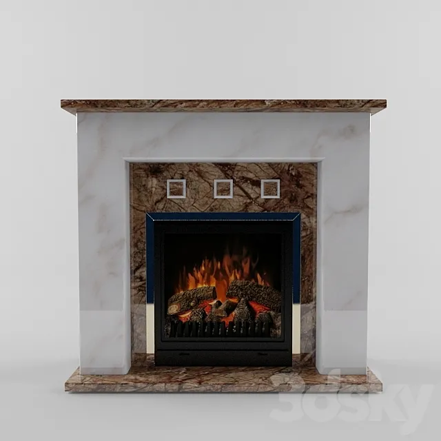 Fireplace with electric furnace 3DSMax File