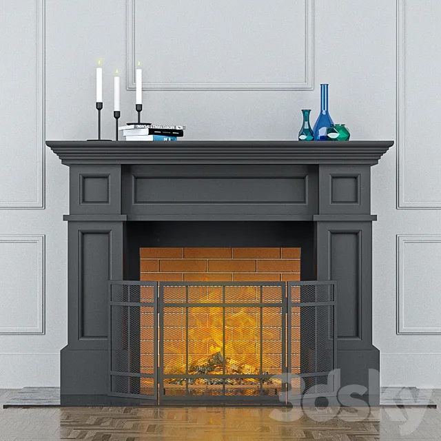 Fireplace with screen 3DS Max Model