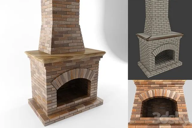Fireplace wood brick hearth 3dsMax Model