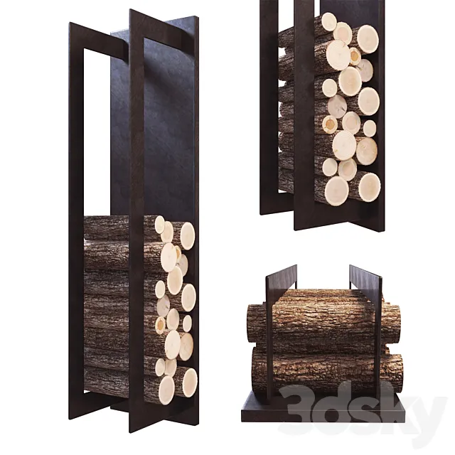 Firewood Storage Rack on wall 3ds Max