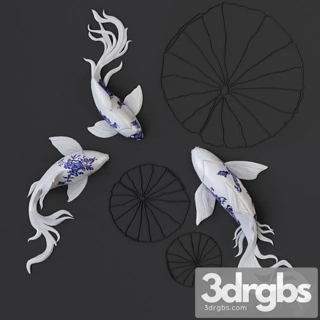 Fish koi   wall sculptures 3dsmax Download