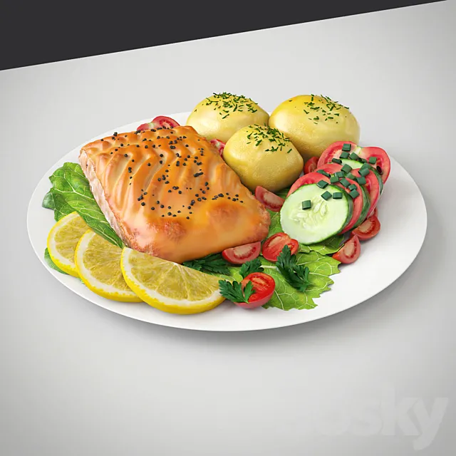 Fish with Vegetables 3DSMax File