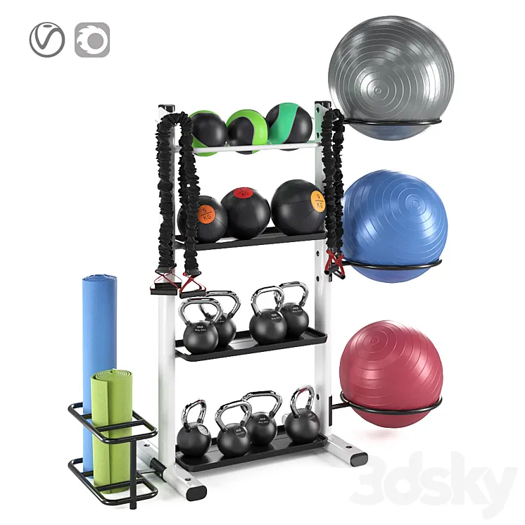 Fitness accessories rack 3DS Max