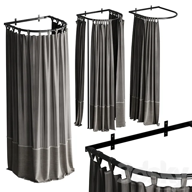 fitting room & shower curtains set 01 3dsMax Model