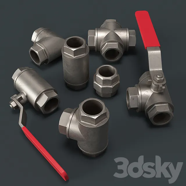 Fittings for water and gas pipelines 3DS Max Model