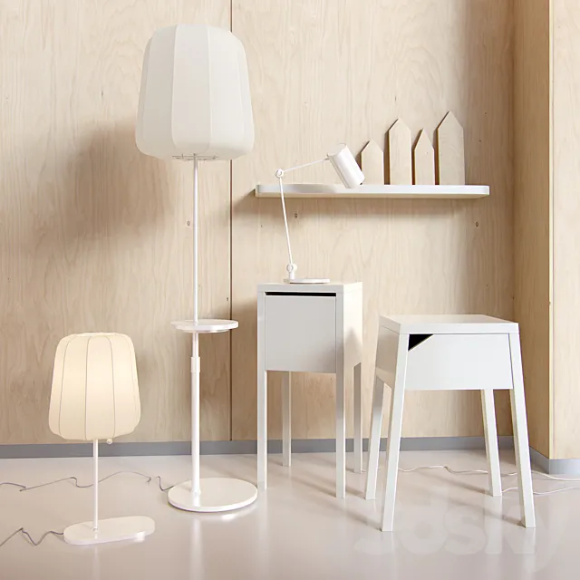 Five wireless zaryadok IKEA + IKEA shelf with decor 3ds Max