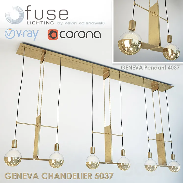Fixtures and Geneva Chandelier Pendant by Fuse Lighting 3DS Max